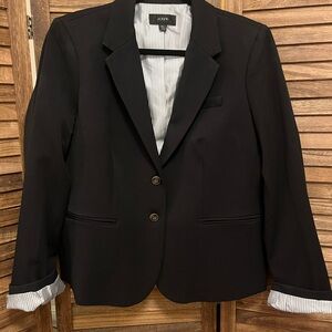 J.Crew Black and White Striped Lining Blazer